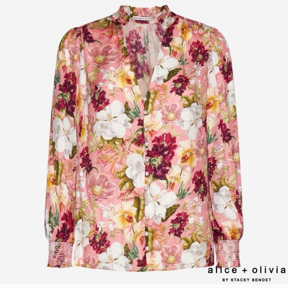Alice + Olivia Floral Pink Blouse